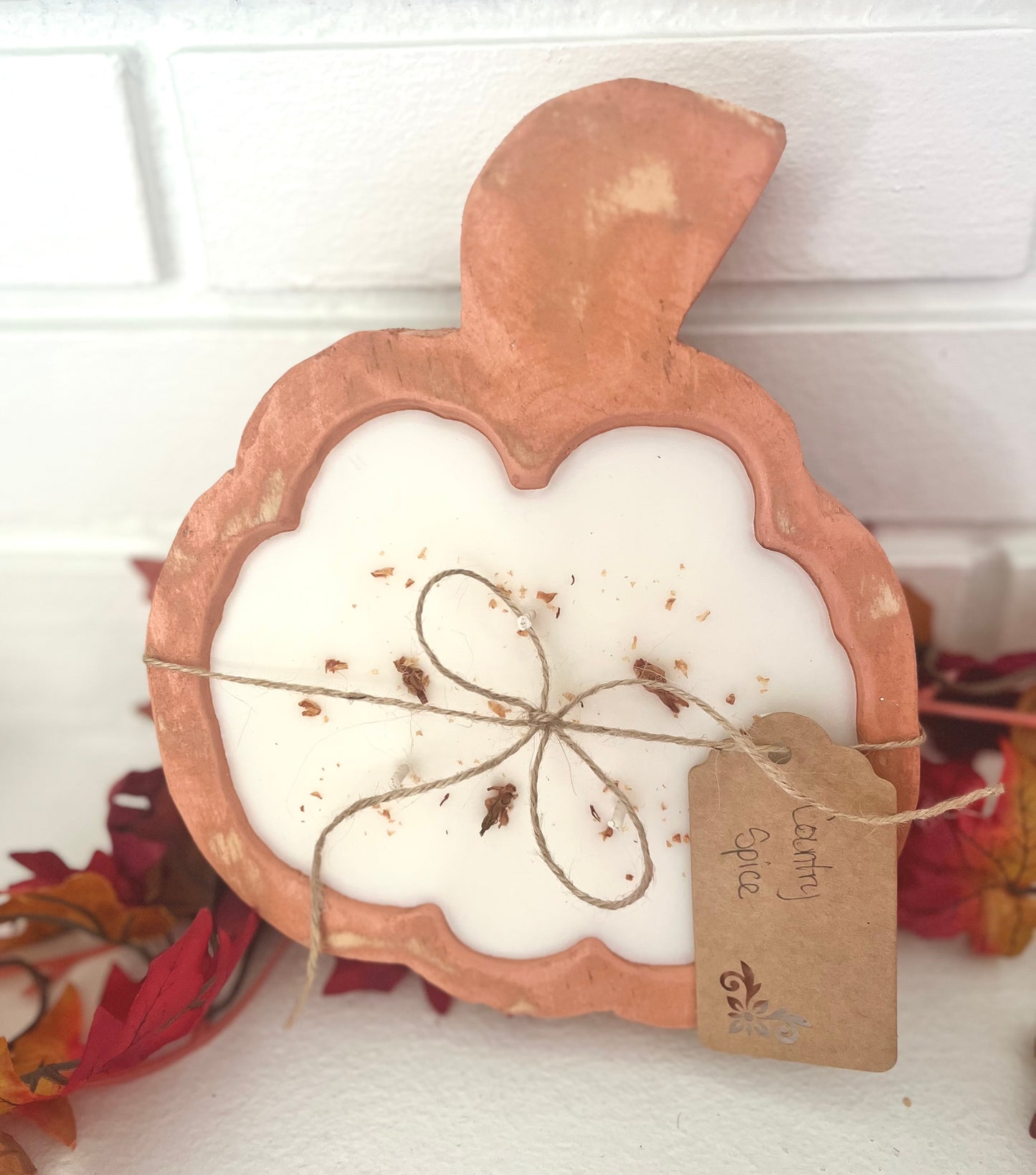 Terracotta Wood Pumpkin Candle