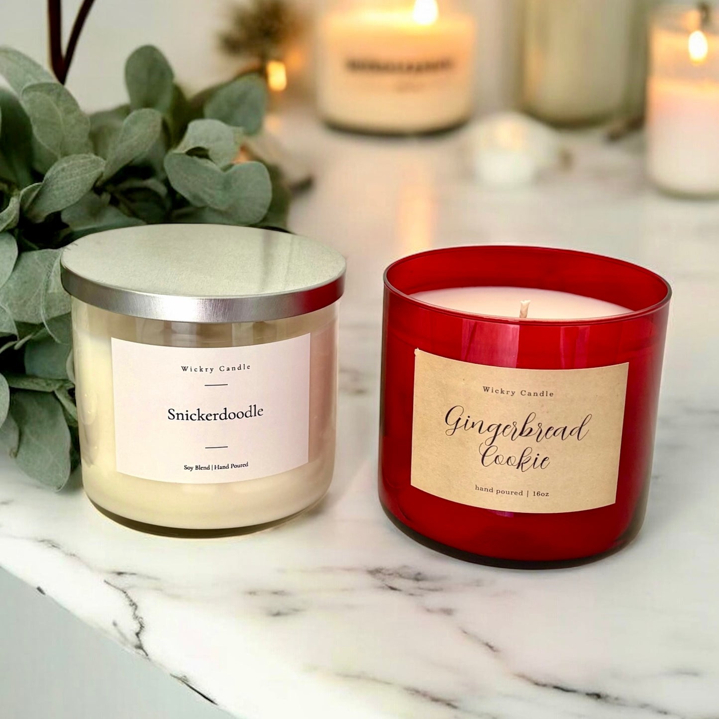 3 Wick Red Glass Soy Blend Candle