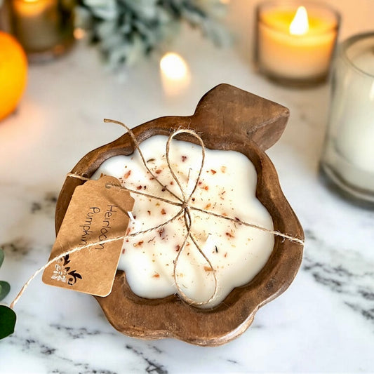 Brown Wood Pumpkin Candle