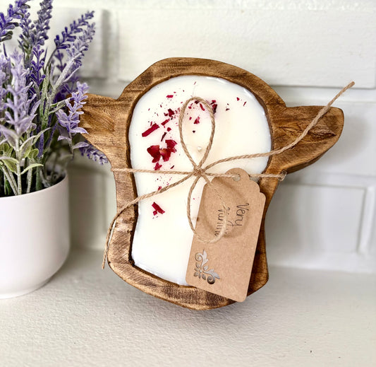 Brown Cow Wood Bowl Candle