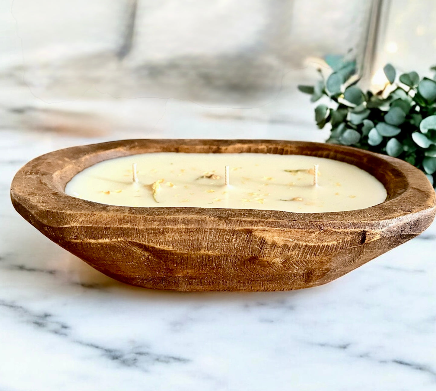 Wood Dough Bowl Candle